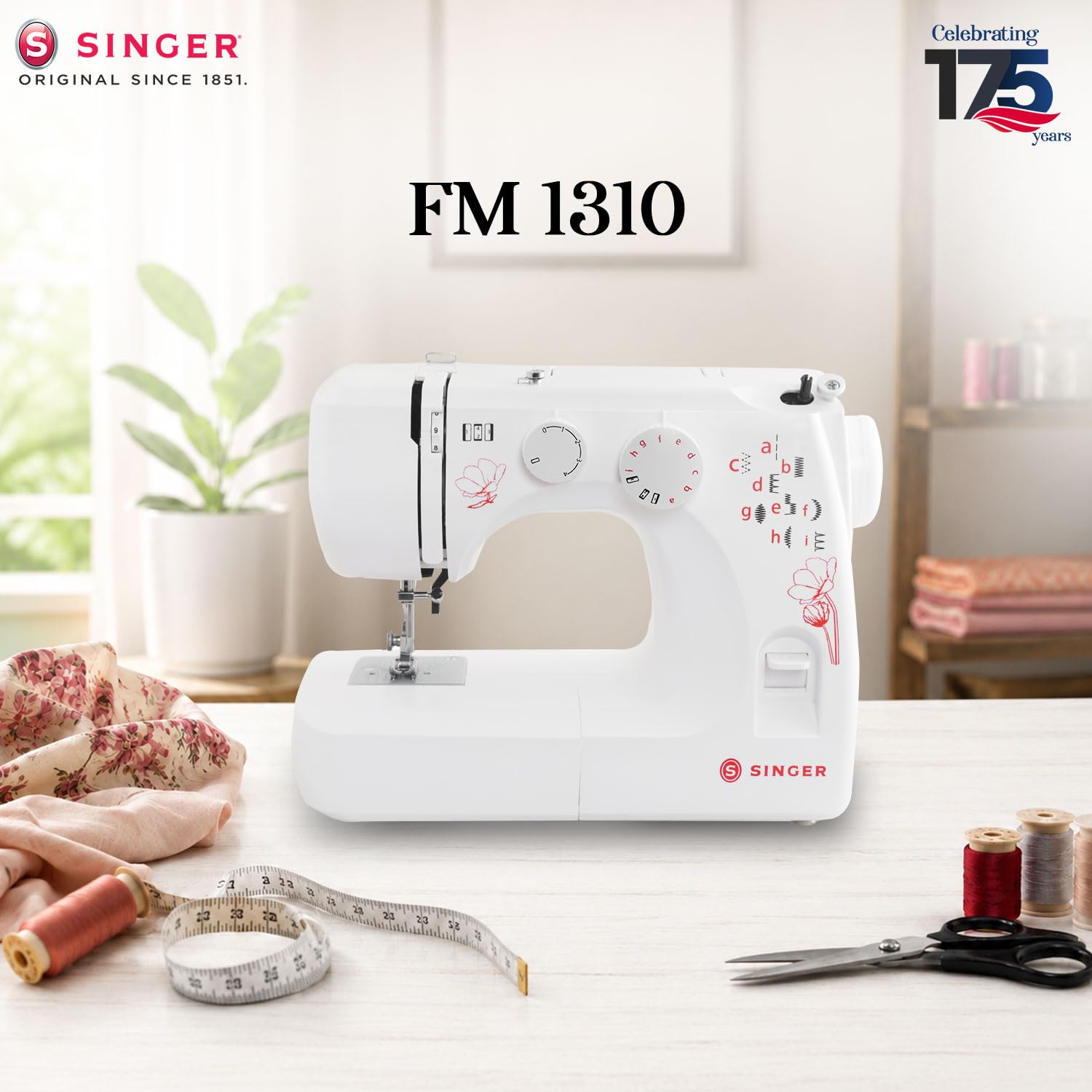 SINGER 1310 Automatic Zig Zag Electric Sewing Machine | 10 Built-in Stitches & 22 Stitch Functions | Powerful 60 W Motor | 4-Step Buttonhole | Length Dial | LED Light | Metal Frame | 2 Years Warranty — Amazon image 9