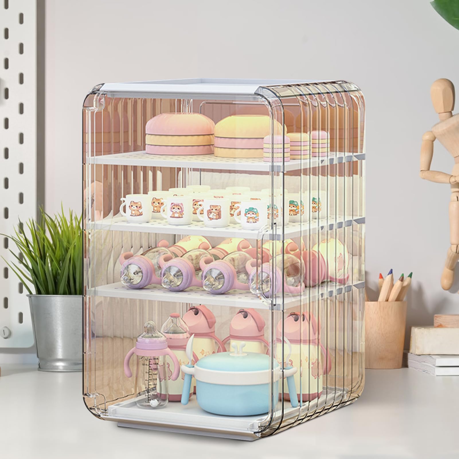 Generisch Organisateur de bouteilles pour bébé, porte-couverts pour, design transparent résistant à la poussière, rangement peu encombrant, pour cuisine, salle de bain, table, chambre à