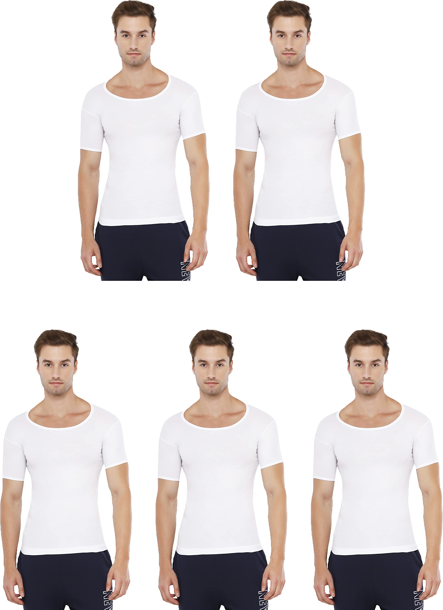 rupa Jon Pure Men's Cotton Half Sleeves Regular Fit Vest - Pack Of 5-picture-36