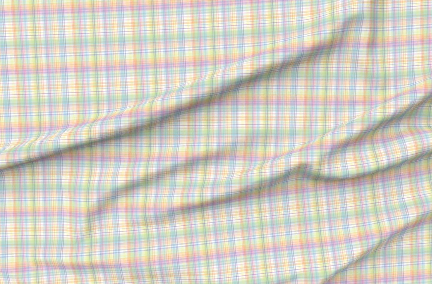 Spoonflower Fabric - Pastel Rainbow Madras Plaid Check Tartan Lgbtqia Pride Colorful Spring Printed on Petal Signature Cotton Fabric Fat Quarter - Sewing Quilting Apparel Crafts Decor