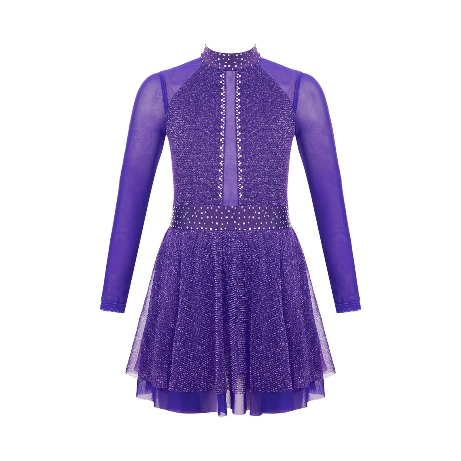 Vestido de Patinaje artístico for niñas y niños, Vestido Leotardo Gimnasia Ballet, Ropa Baile lírico Manga Larga Malla for actuación Infantil