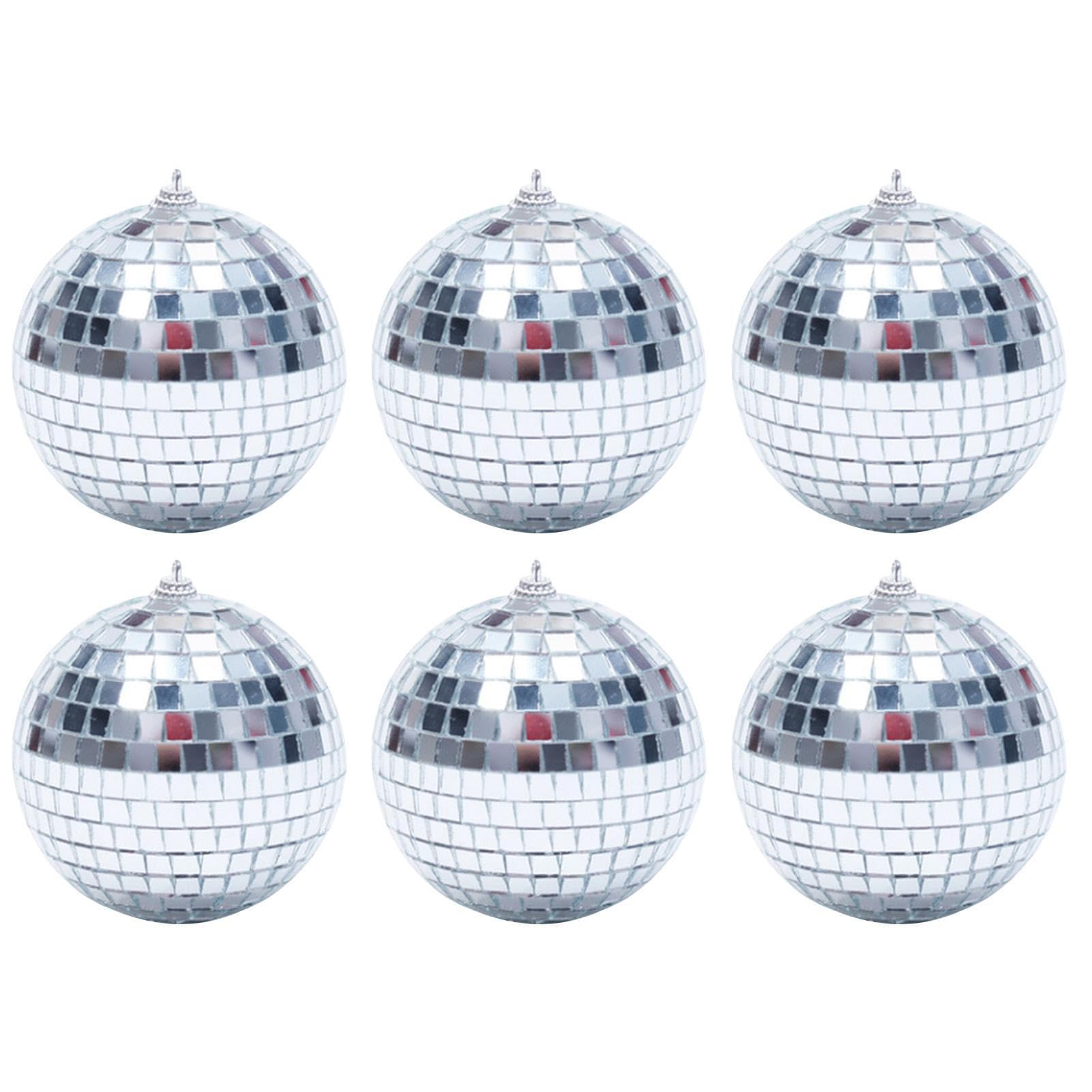 Zorq Silver Disco Balls Ornaments,70S Reflective Disco Ball Decor - Beautiful Hangings For Disco, Christmas, Or Bachelorette Party, Halloween