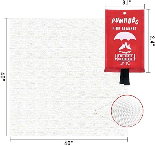 Miniatura 2 de PUMHUBO Manta de emergencia contra incendios para el hogar, cocina, paquete de 2 mantas de fibra de vidrio para incendios, manta ignífuga, chimenea,