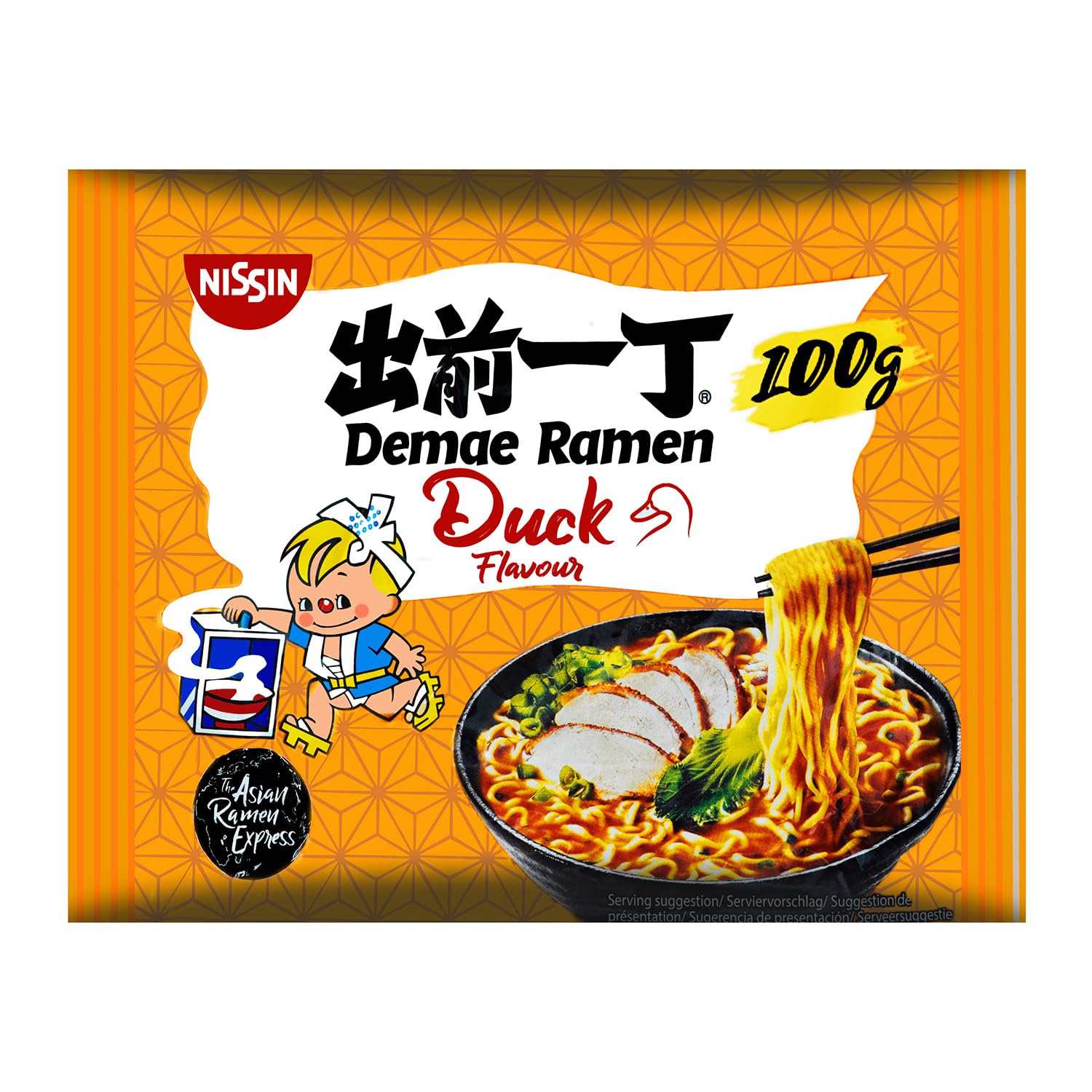 Nissin Demae Ramen – Ente  Einzelpack  Instant-Nudeln japanischer Art  mit Entenfleisch-Geschmack  Knoblauch & asiatischen Gewürzen  schnell & einfach zubereitet  asiatisches Essen (1 x 100 g)