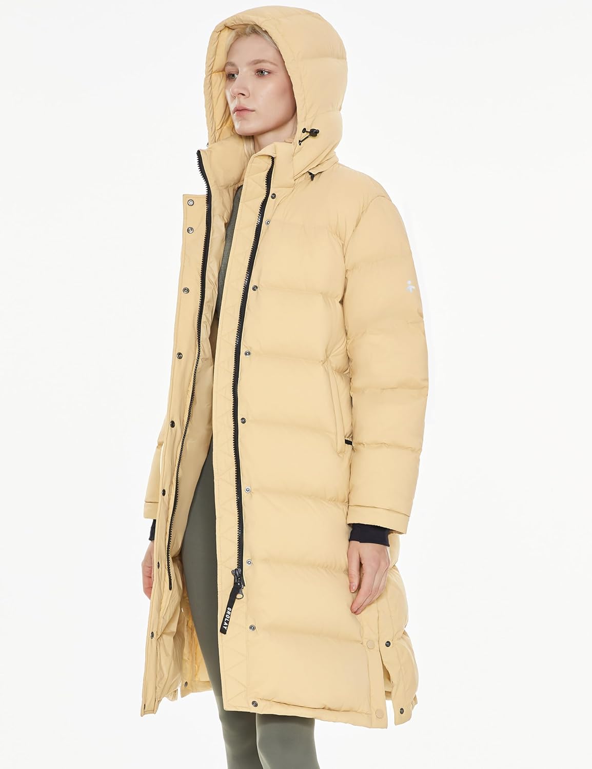Orolay Women's Long Down Jacket Detachable Hooded Puffer Jacket Winter Warm Down Coat with Hem Slit - Image 3
