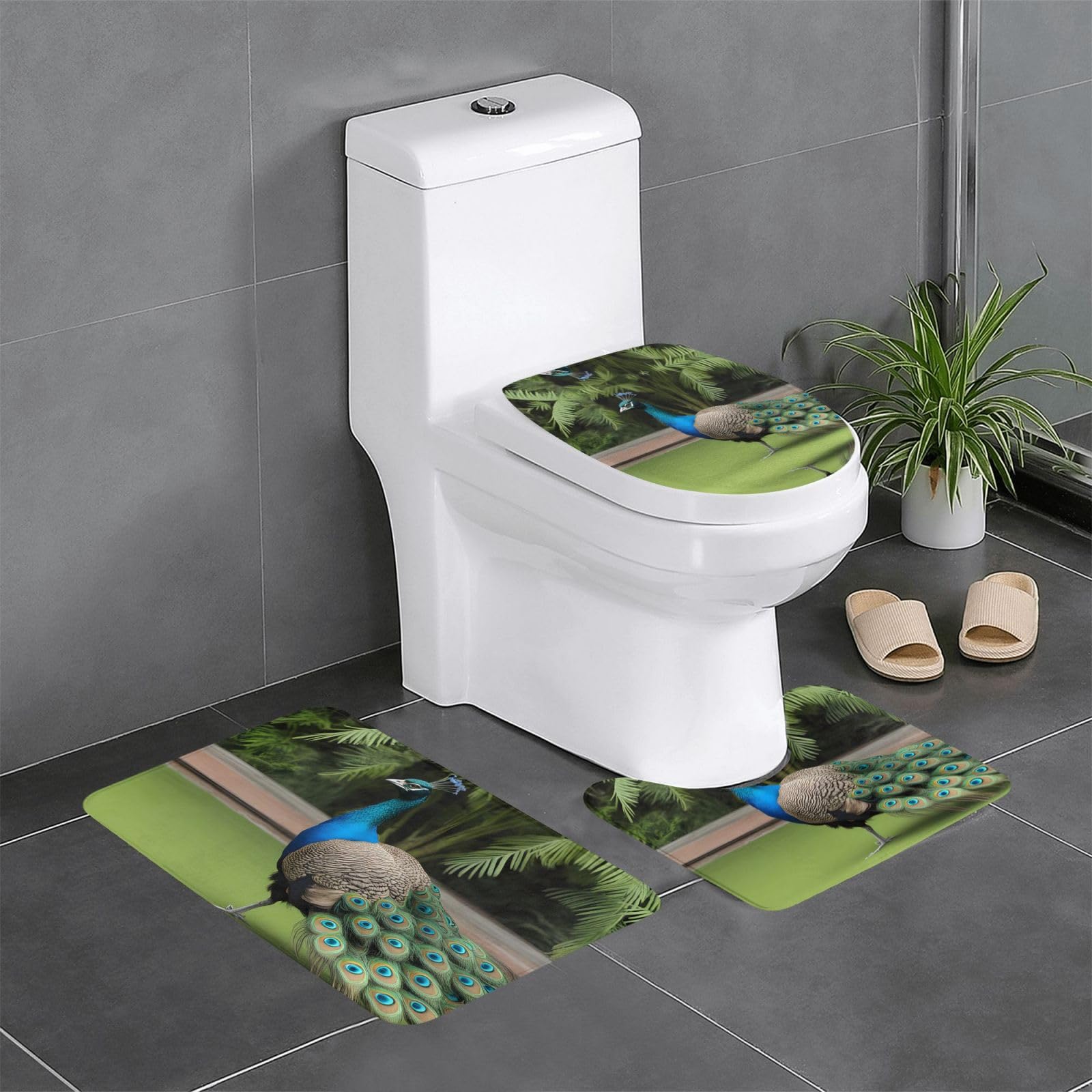 Tapis de salle de bain antidérapants motif paons élégant