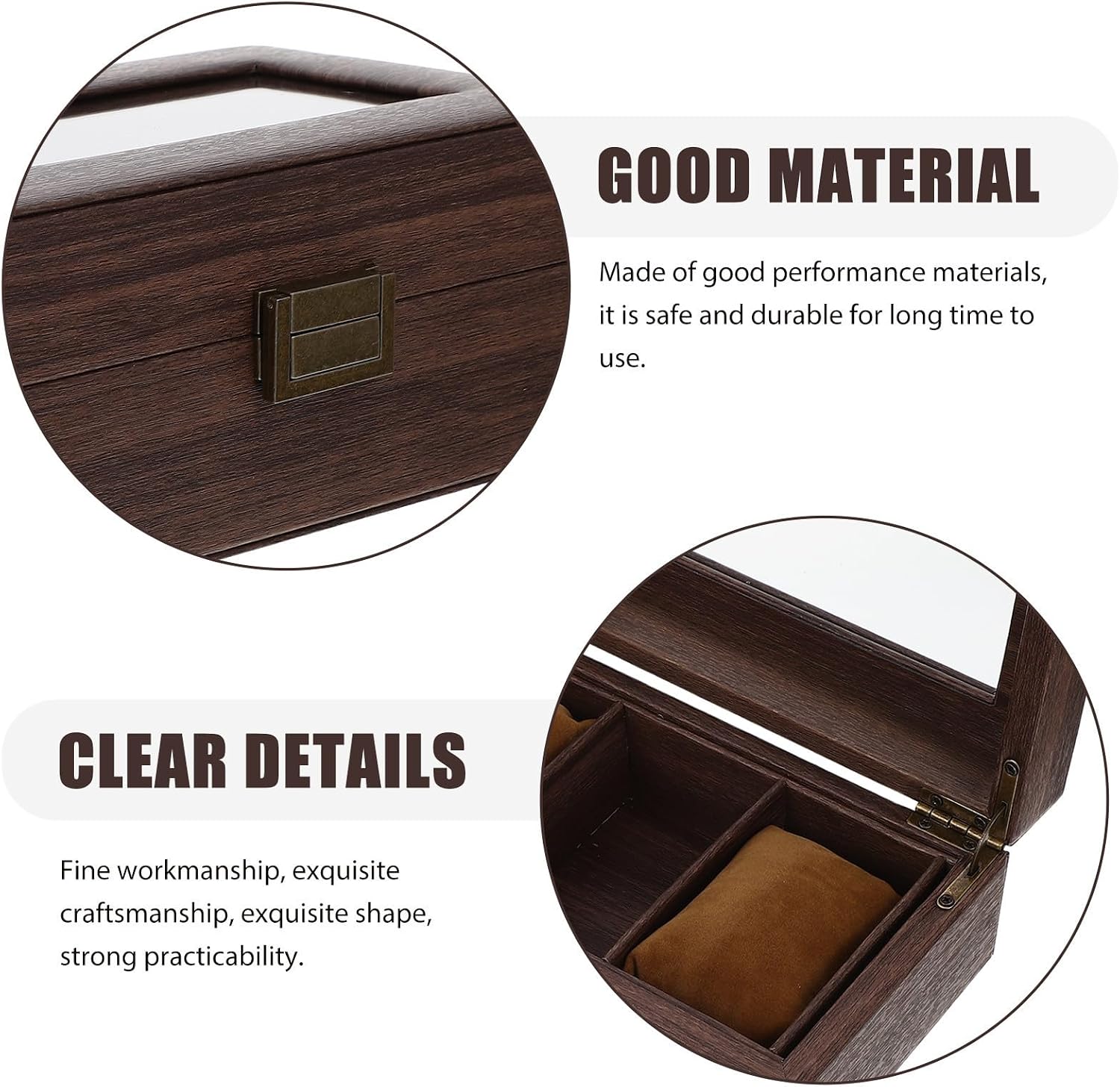 LIOOBO Vintage Design Timepiece Box with Glass Cover and Wood Finish