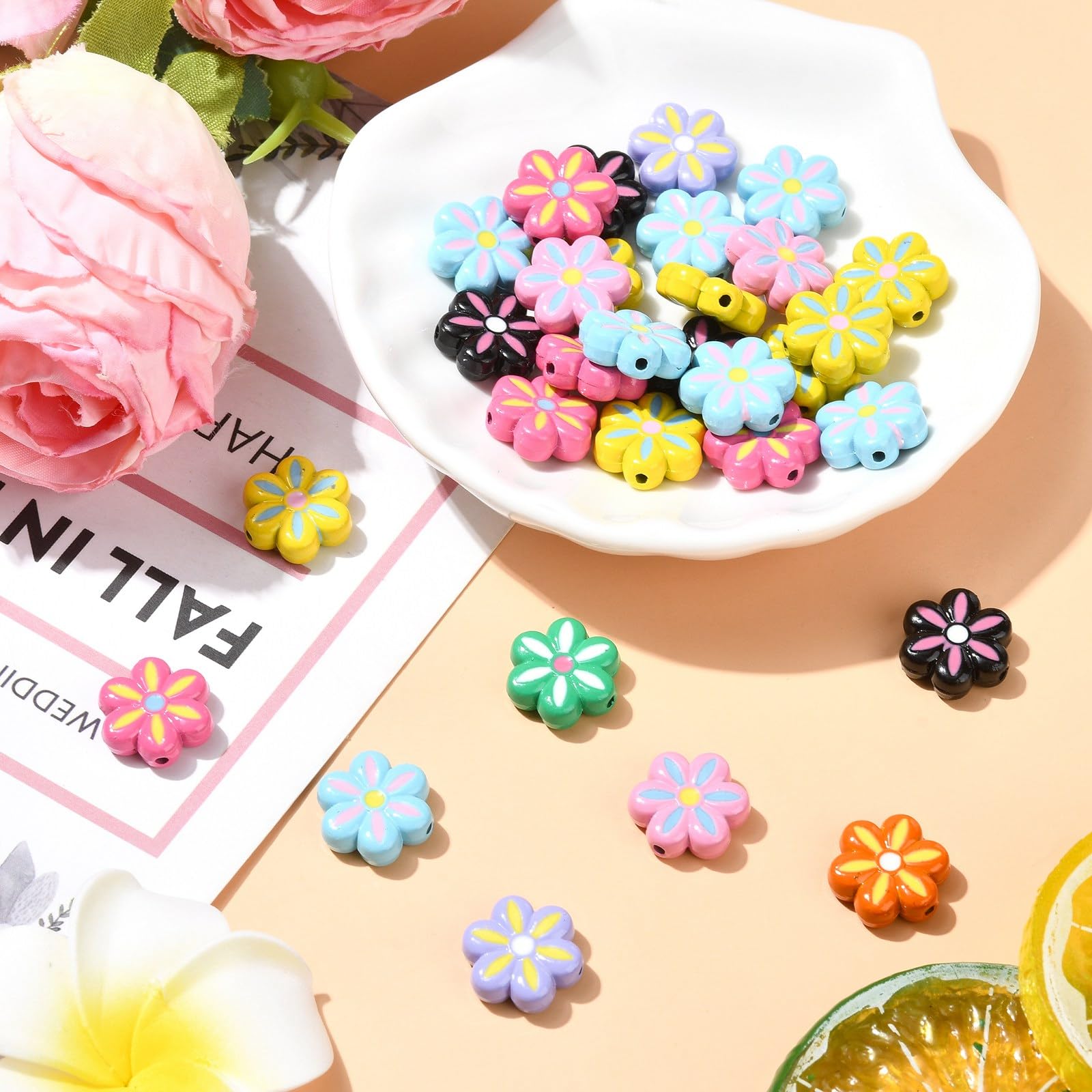 KitBeads 30pcs Enamel Daisy Beads for Jewellery Making Colorful 6-Patel Flower Beads Alloy Floral Spring Daisy Flower Beads for Bracelets Necklace Earrings Crafts Bulk - Image 4