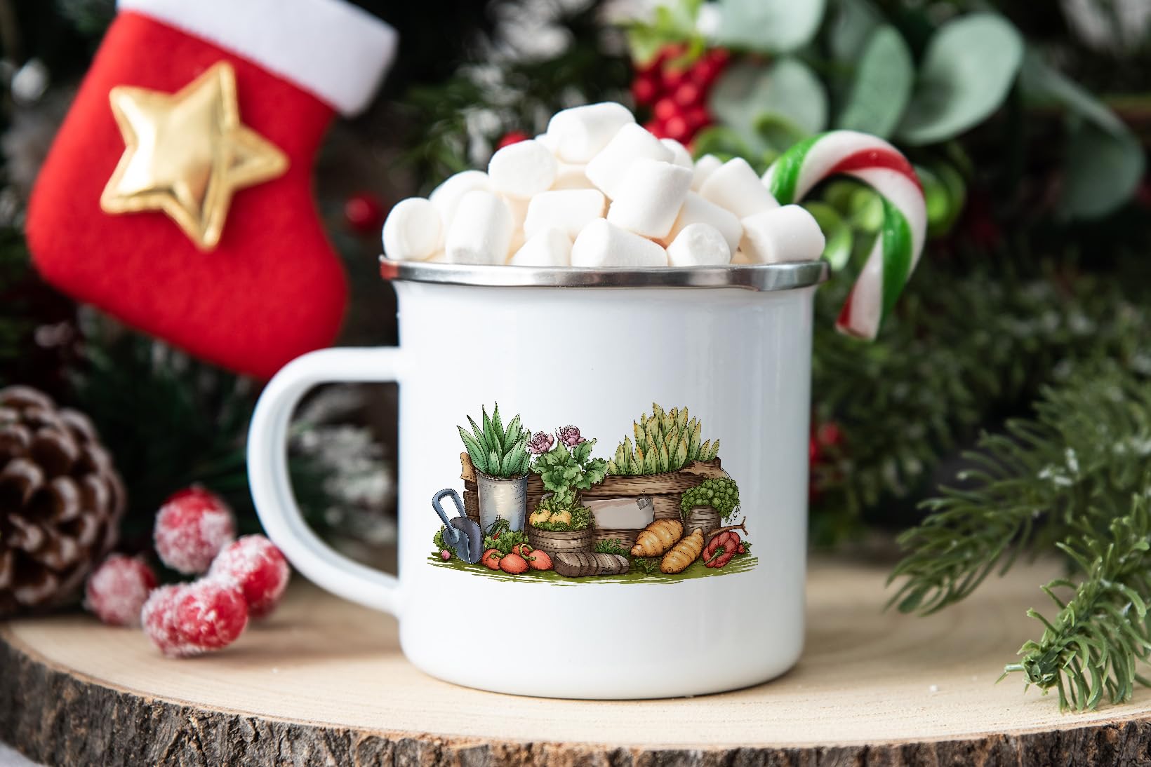 MAXIKIWI - Durable Enamel Coffee or Tea Camping Mug for Indoor Outdoor Use - Gardening Collection - 350ml - Image 6