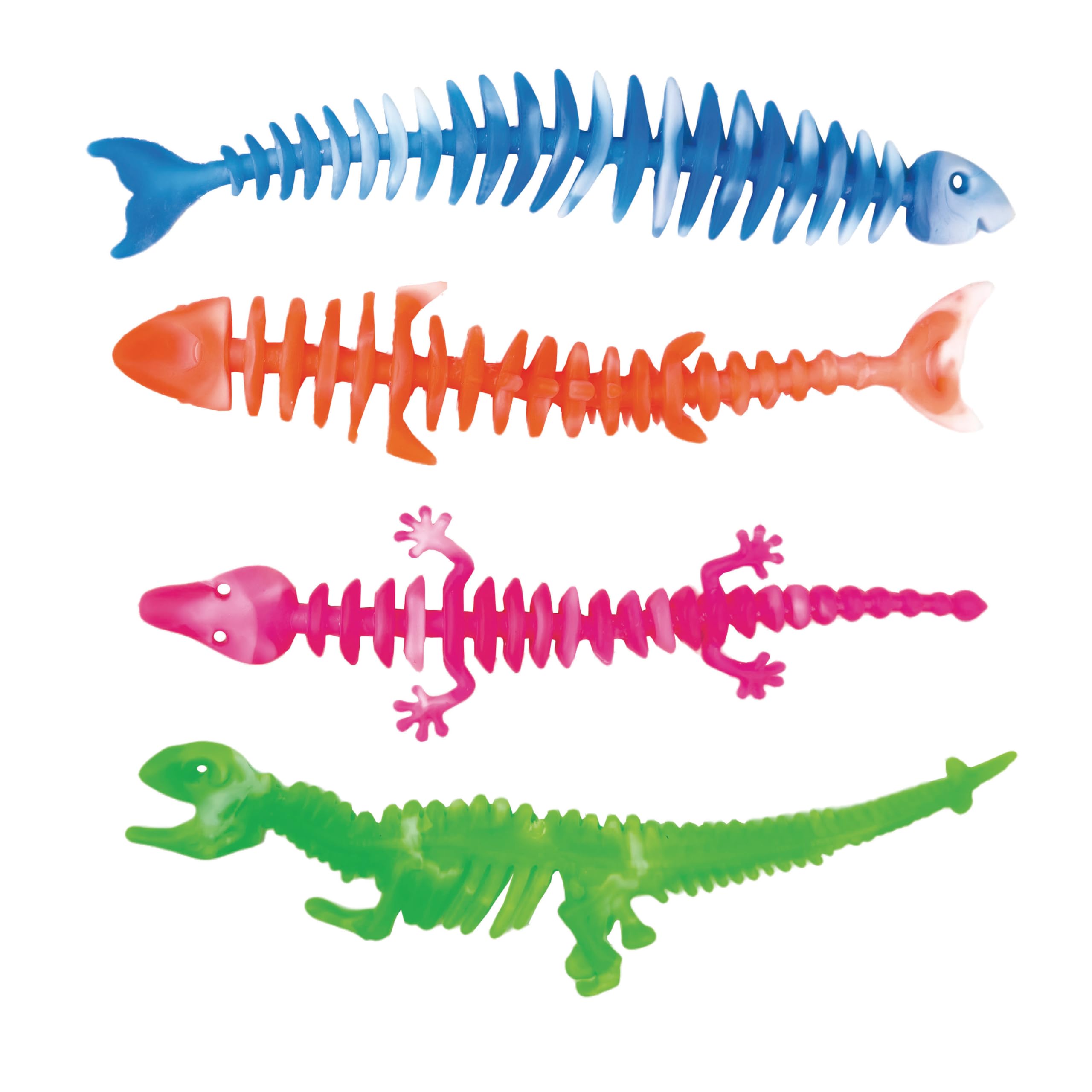 GEDDES Raymond Prehistoric Silicone Sensory Bracelet (Set of 24) - Silicone Animals Noodle Toy Bracelets in 4 Fun Shapes