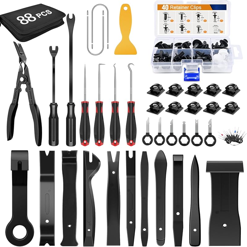Kit de grampos de acabamento e ferramentas para remoção GOOACC com presilhas Push Pin – 88 peças
