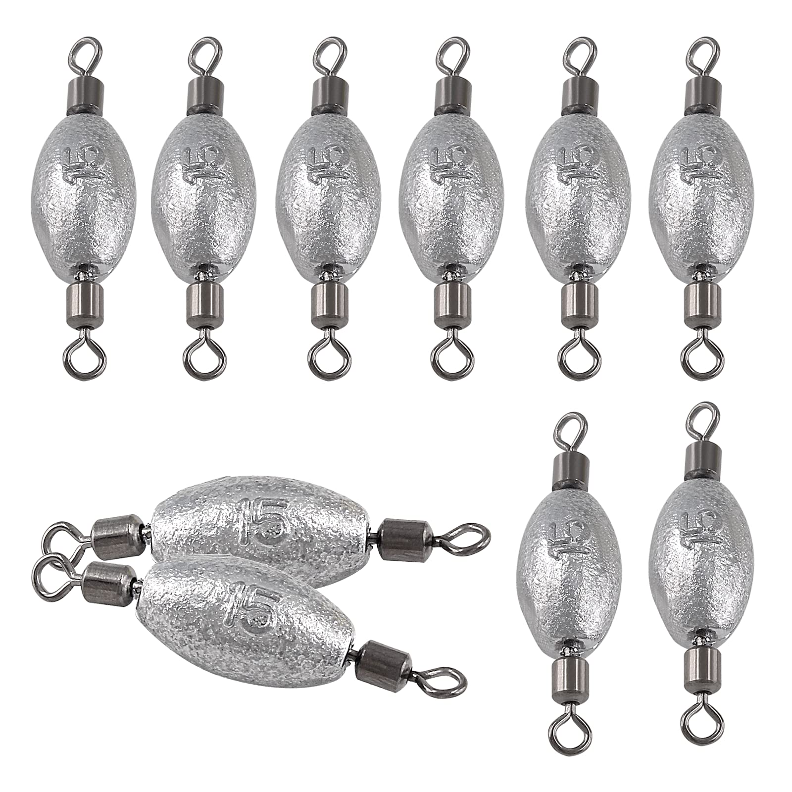 Hitefu Fish Weight Sinkers, Inline Weights Lead Fishing Weights Trolling Sinkers, Egg Sinkers for Bottom Fishing (3/8, 1/2, 3/4oz)