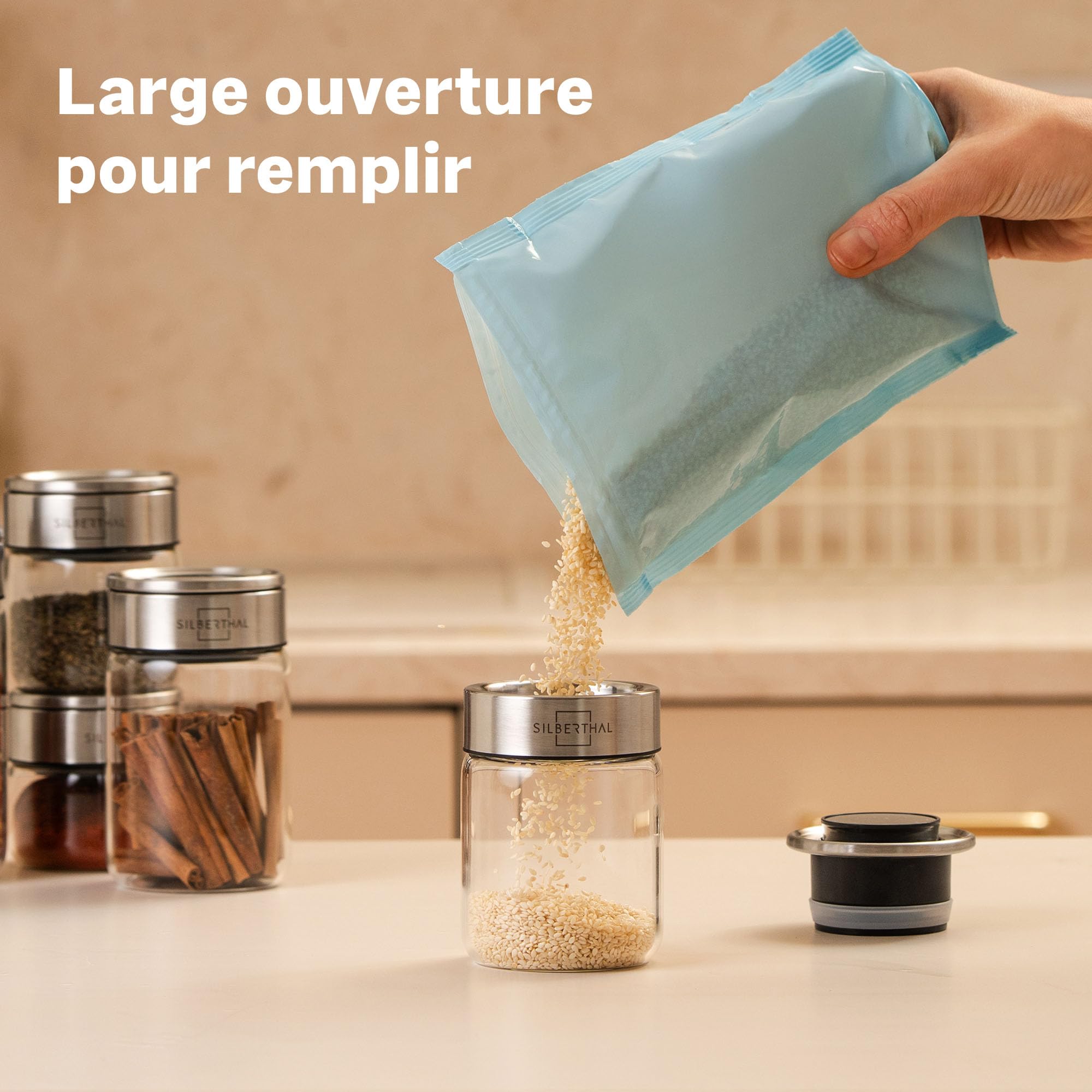 SILBERTHAL Lot de 12 Boîtes à Épices en Verre 100 ml