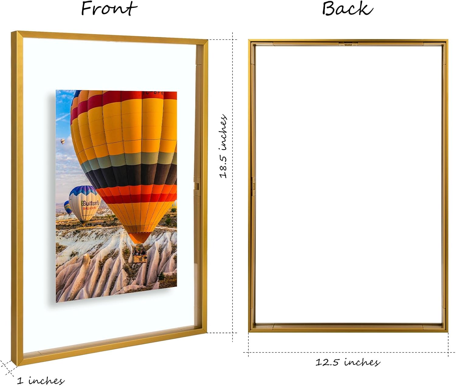Golden State Art, 12x18 Floating Picture Frame Aluminum, Tempered Clear Glass Displays Any Size Photo Up to 12 x 18, for Home or Gallery Decoration (Bronze, 3 Pack)