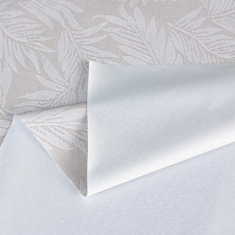 Zobesta Nappes rectangulaires en vinyle pour tables rectangulaires de 213,4 x 140,7 cm, nappe imperméable en vinyle avec feuilles beiges, tables rectangulaires pour cuisine, fête, mariage, pique-nique