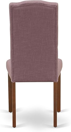 Miniatura 9 de East West Furniture ESCE3-MAH-10 - Juego de mesa de cocina de 3 piezas contiene una mesa de comedor redonda con pedestal y 2 sillas de comedor