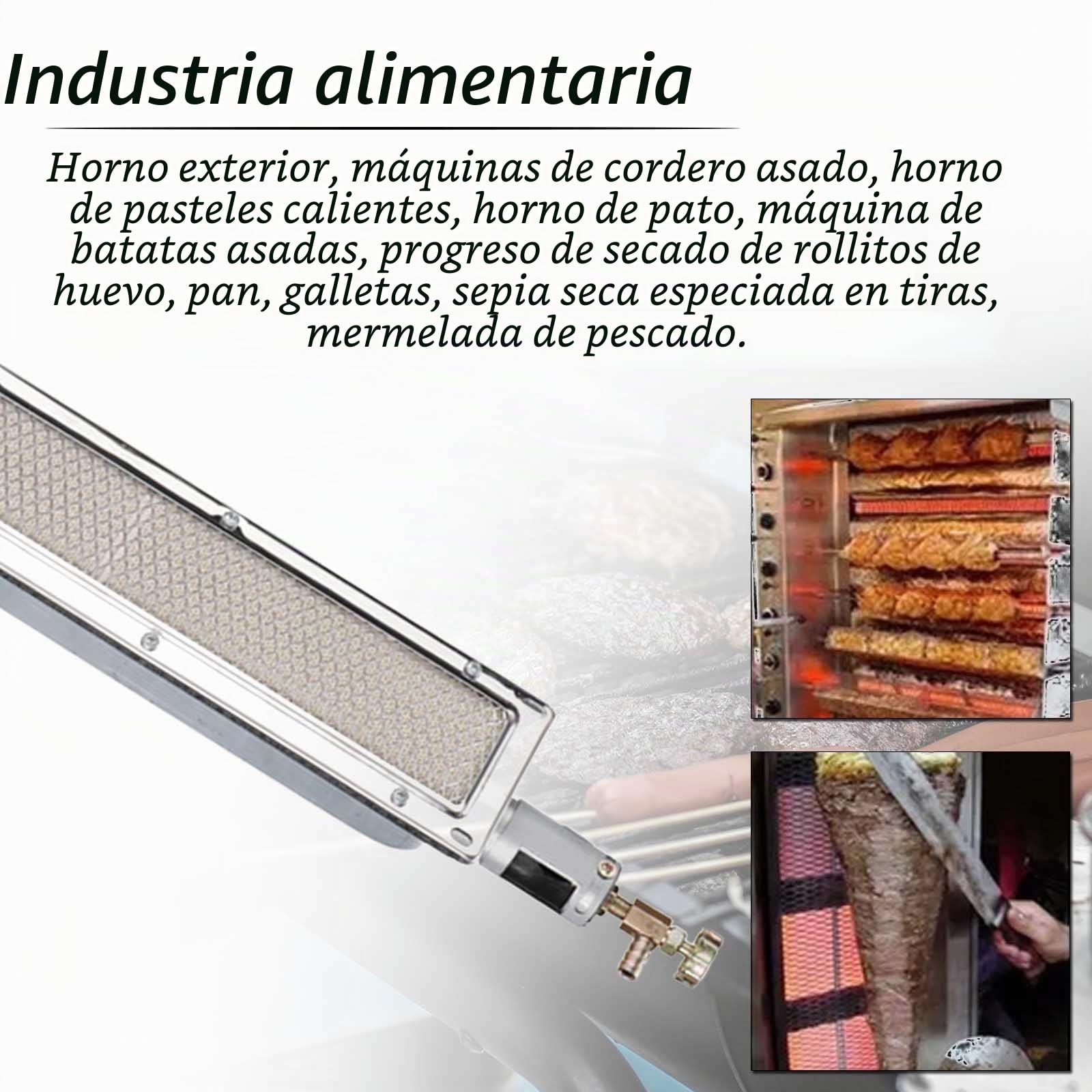 Barbacoa de infrarrojos lateral quemador de gas, quemador de gas, parrilla de gas, elemento calefactor de cerámica, para cocinar, asar, camping, 57 x 9,5 cm