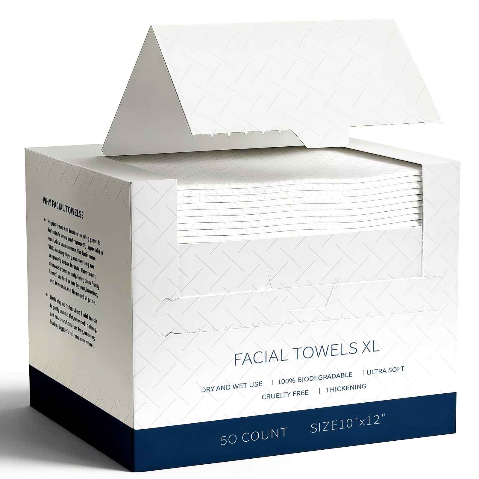 Serviettes Visage XL,Serviette Jetable pour le Visage,Lot de 50 Mouchoirs en Coton,pour les Soins de la Peau,les Lingettes de Maquillage,les Lingettes pour le Visage