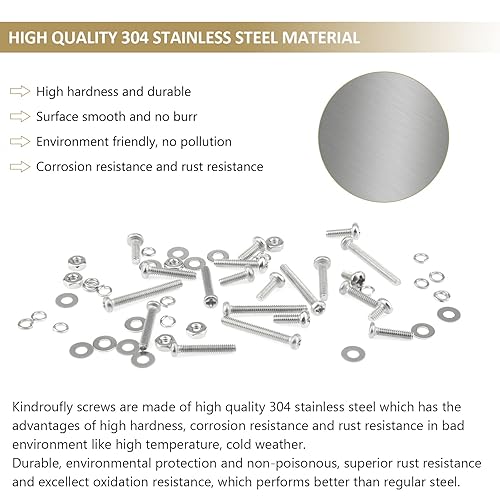 Miniatura 10 de Kindroufly Juego de 126 tornillos Phillips M6 x 810121620251.181 in Phillips Tornillos de máquina de cabeza cacerola Kit surtido de tuercas y