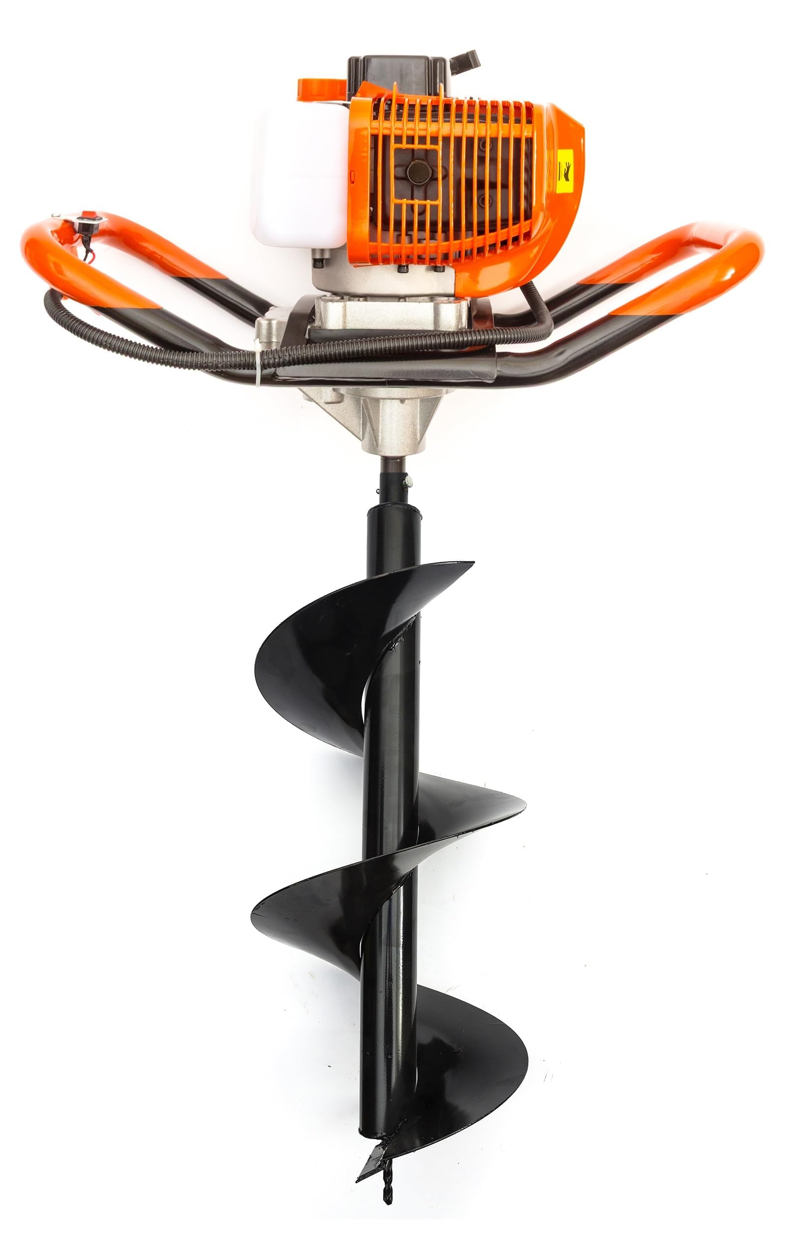 Petrolscooter Orange Earth Auger 52Cc Petrol 2 Stroke Engine Post Hole Borer Digger & Choice Of 4 Drill Bits Attachments 100Mm / 150Mm / 200Mm / 300Mm For Planting Digging (52Cc Engine & 30Cm Drill Bit)