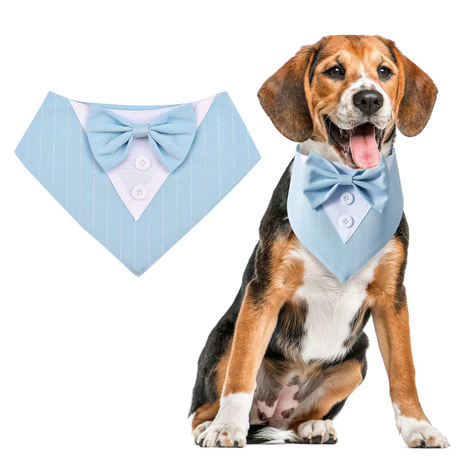 Costume Smoking Chien Avec Nœud Papillon - Bandana Ajustable Pour Anniversaire, Mariage, Fêtes