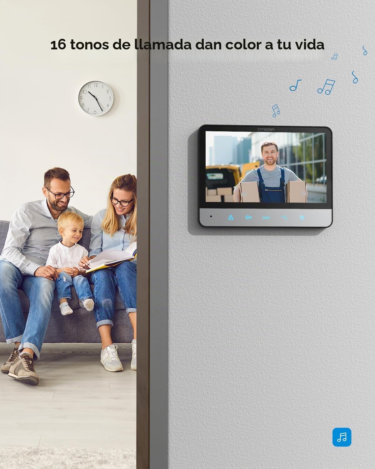 TMEZON Videoportero 4 Hilos,Timbre Video Sistema de intercomunicación con 2 * 7 zoll Monitor y Timbre con Cable,Vista en Vivo y conversación, Desbloqueo por Monitor Interior,para 1 Familia