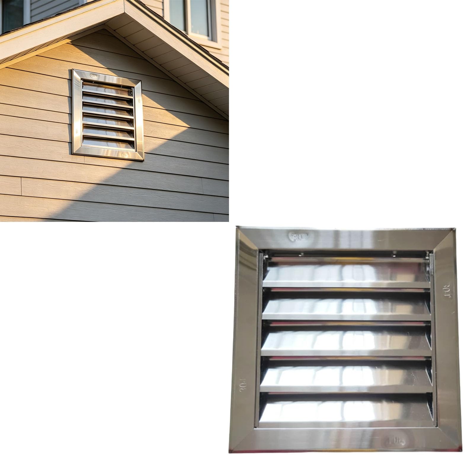 Stainless Steel Gable Vent, Square Attic Vent Silver