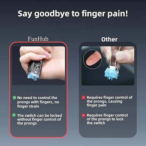Miniatura 6 de FunHub Extractor de teclas translúcido 2 en 1 para teclado mecánico intercambiable en caliente, fácil de quitar y reemplazar, interruptor y