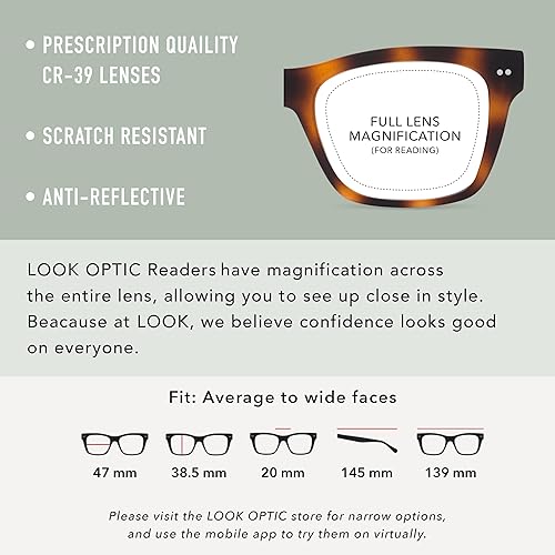 Miniatura 10 de LOOK OPTIC Lentes de Cosmo progresivos y no progresivos, elegantes lentes unisex de calidad