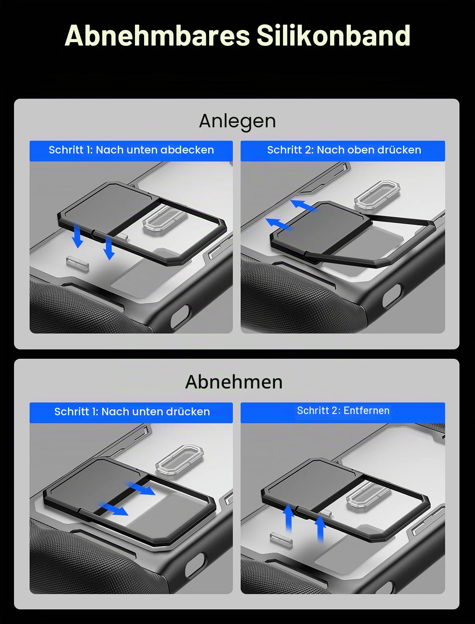 JSAUX ModCase Compatibel Mit Valve Steam Deck/OLED, PC0104 Modulares Steam Deck Hülle mit Abnehmbare Frontschale Zubehör umfasst Schutzhülle, Gesichtsabdeckung, Metallhalterung und Riemen - Basic Set