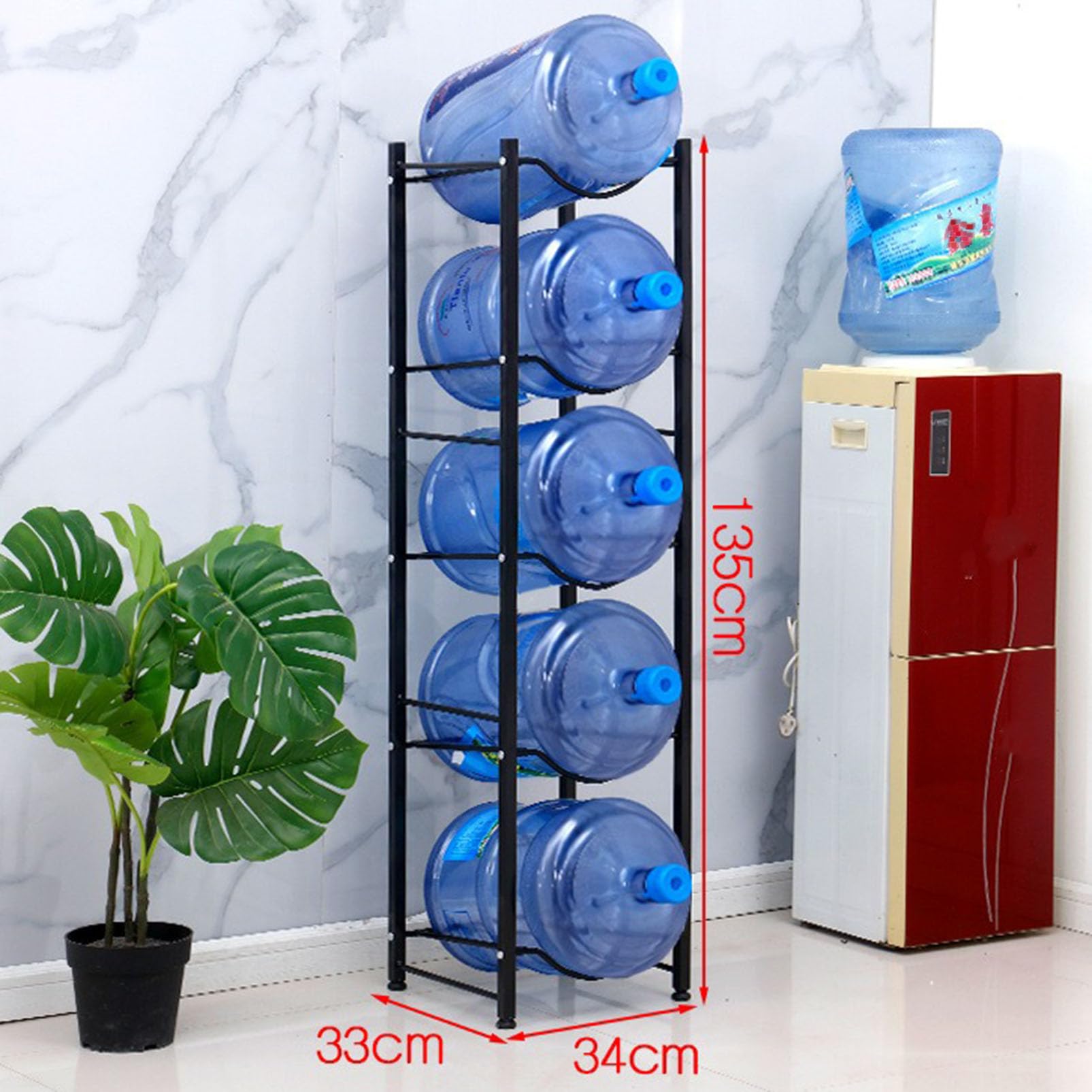 Soporte para botellas de agua de 5 galones, organizador resistente para almacenamiento de enfriador de agua, soporte dispensador que ahorra espacio para oficina, cocina, almacén