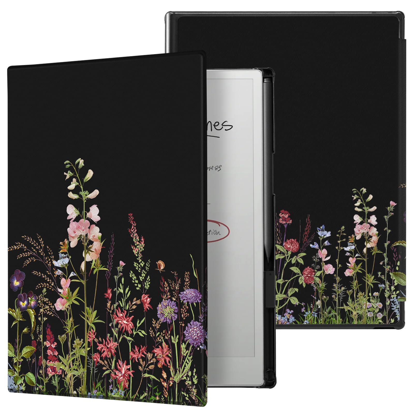 CoBak Case for Remarkable Paper Pro Color Tablet 11.8" 2024 Released- Smart Auto Sleep/Wake Folio Lightweight Protective Cover with Built-in Pen Holder and Nibs Holder (Dark Botanica)