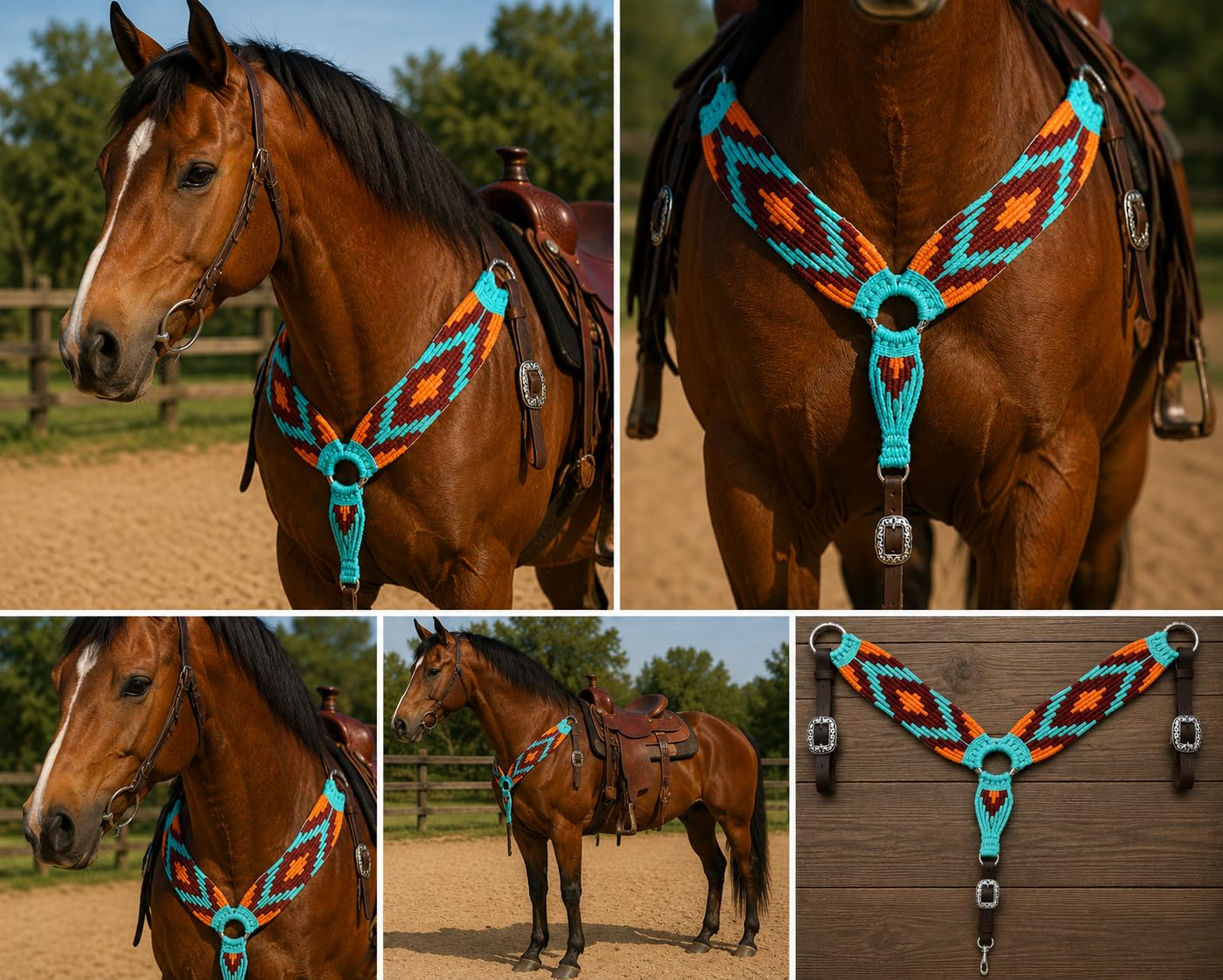 Cheval's - Collare in mohair occidentale per cavalli, realizzato a mano, per cavalli (MB-32 Pony)