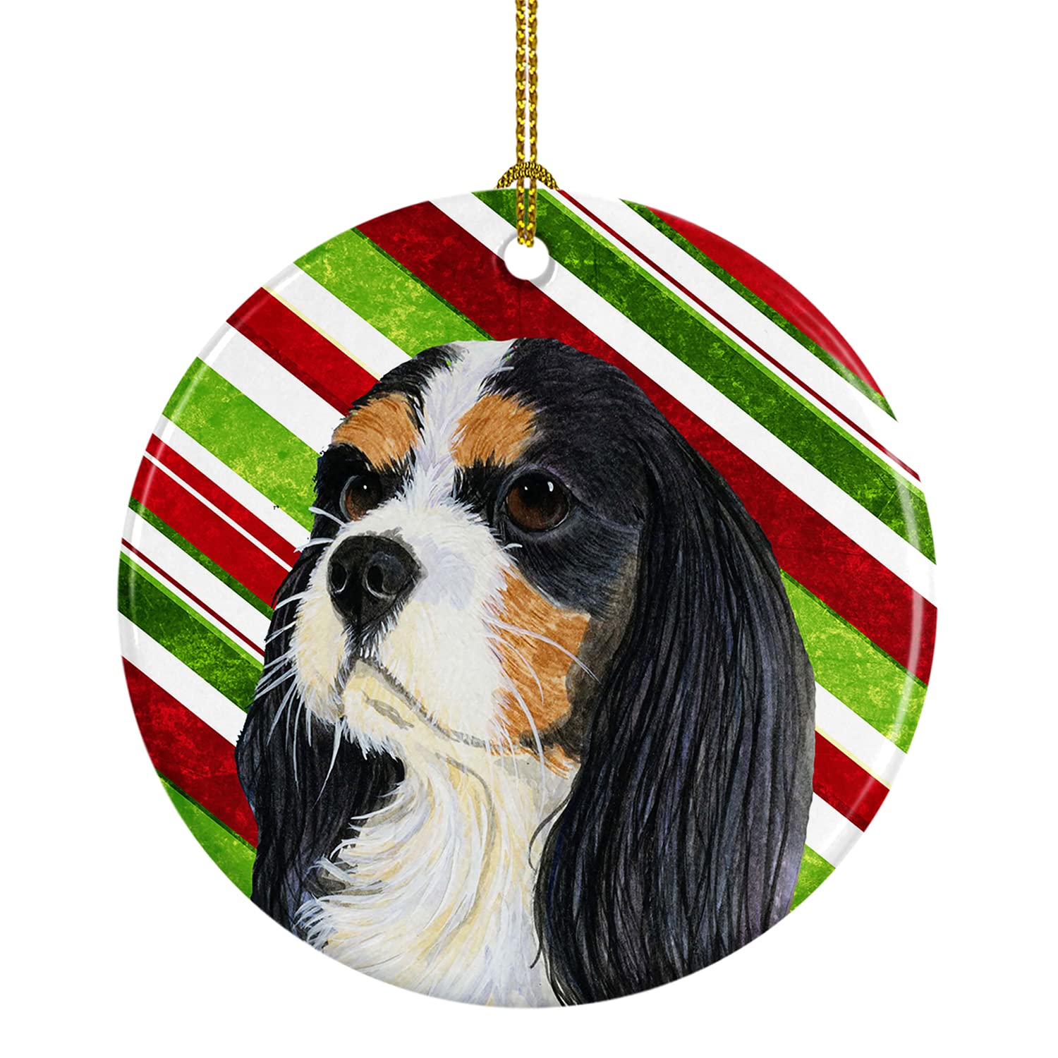 Caroline's TreasuresCavalier Spaniel Candy Cane Holiday Christmas Ceramic Ornament Christmas Tree Hanging Decorations for Home Christmas Holiday, Party, Gift, 3 in, Multicolor