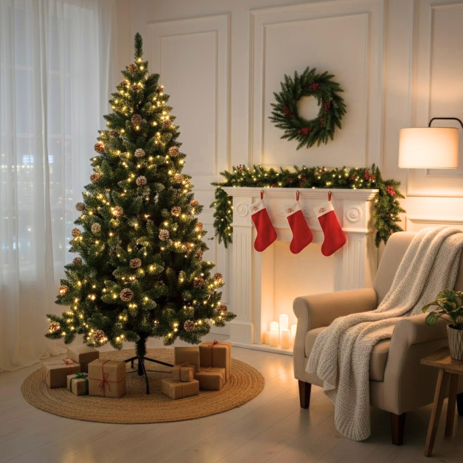 DAYRON - Árbol de Navidad Artificial de 180 cm en Verde con 800 Ramas Abatibles y Soporte Metálico Plegable, Montaje Rápido y Fácil de Guardar | 800 Ramas, Ramas Abatibles, Soporte Metálico Plegable, Montaje Rápido, Fácil de Guardar