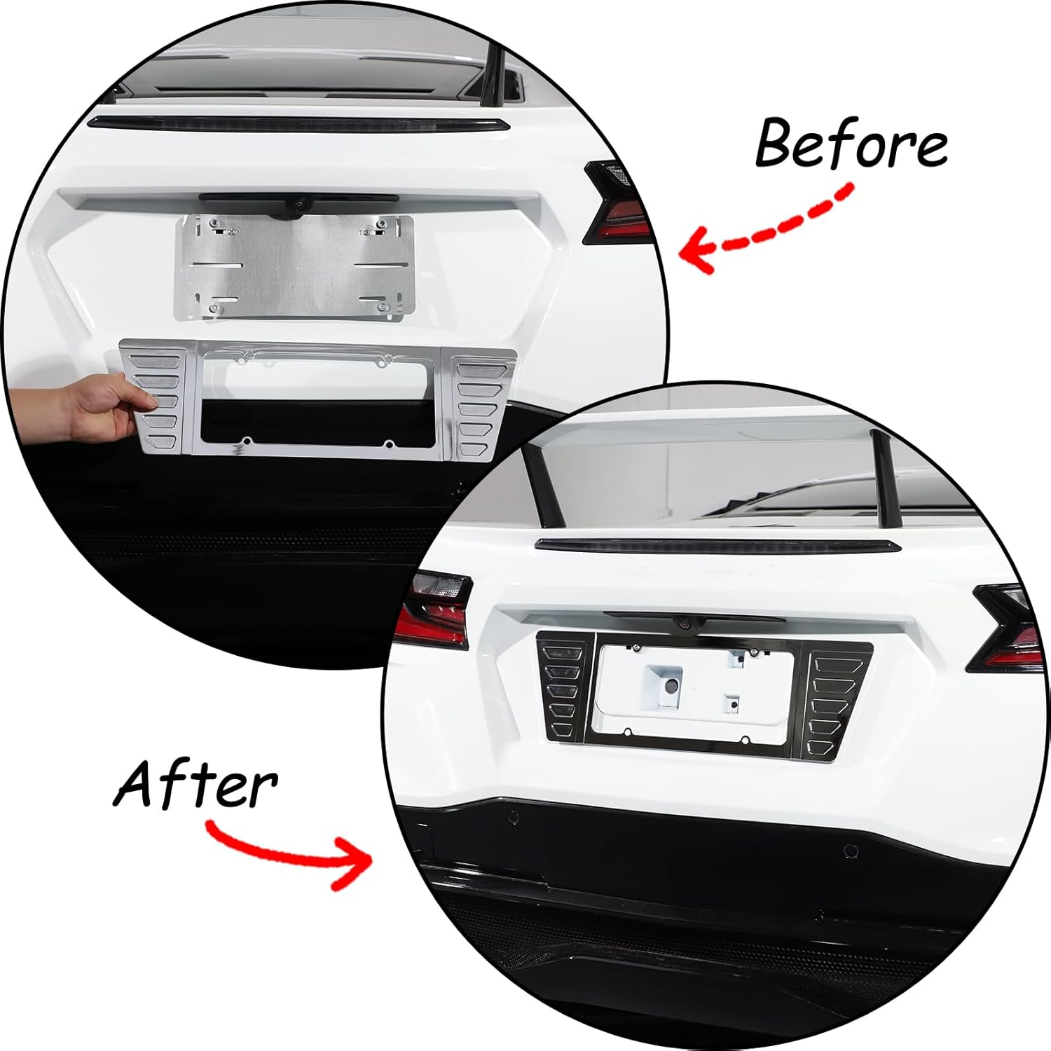 Rear License Frame Compatible with Corvette C8 Stingray 2020-2023, License Plate Frame Grill Vent Insert Accessory, Aluminum Alloy C8 Accessories (Bright Silver)