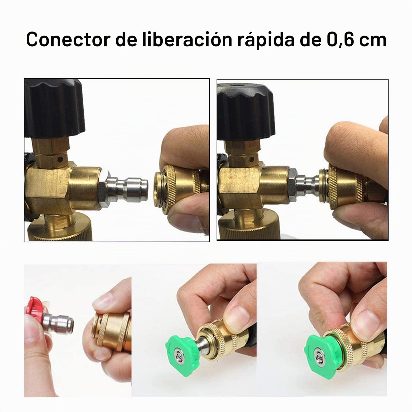 Stone Banks - Limpiador de alta presión con 5 boquillas de pulverización, 1 l, cierre rápido ajustable de 1/4", botella de pistola de espuma, dispensador de jabón para lavado de coches