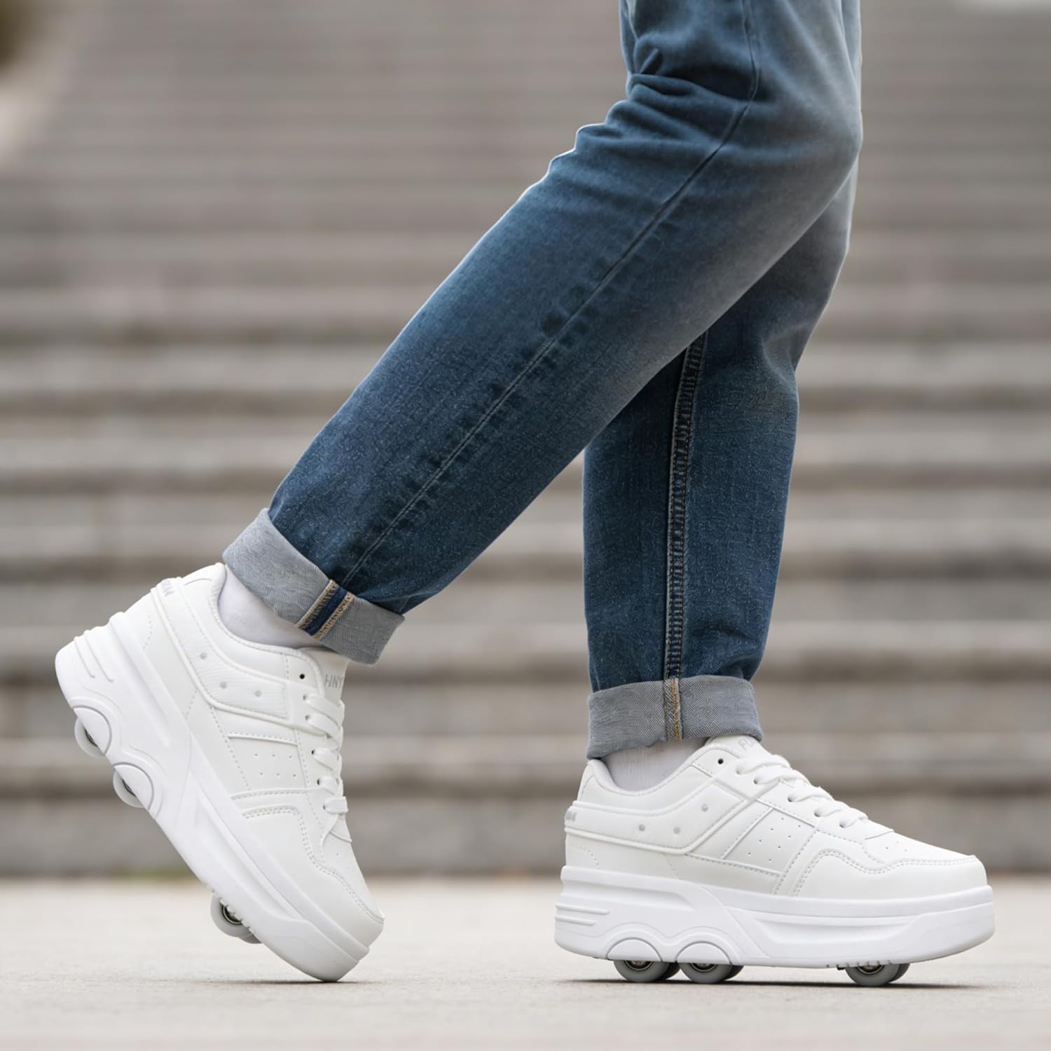 Roller Skate Shoes for Boy Girls Kids Detachable 6 Wheels Sneaker Beginner Skating Shoes