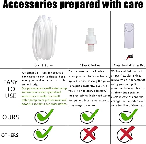 Miniatura 3 de Bomba de condensado pequeña mejorada para deshumidificador, elevación máxima de 7 pies, bombas de drenaje con sensor de nivel de agua, bomba de