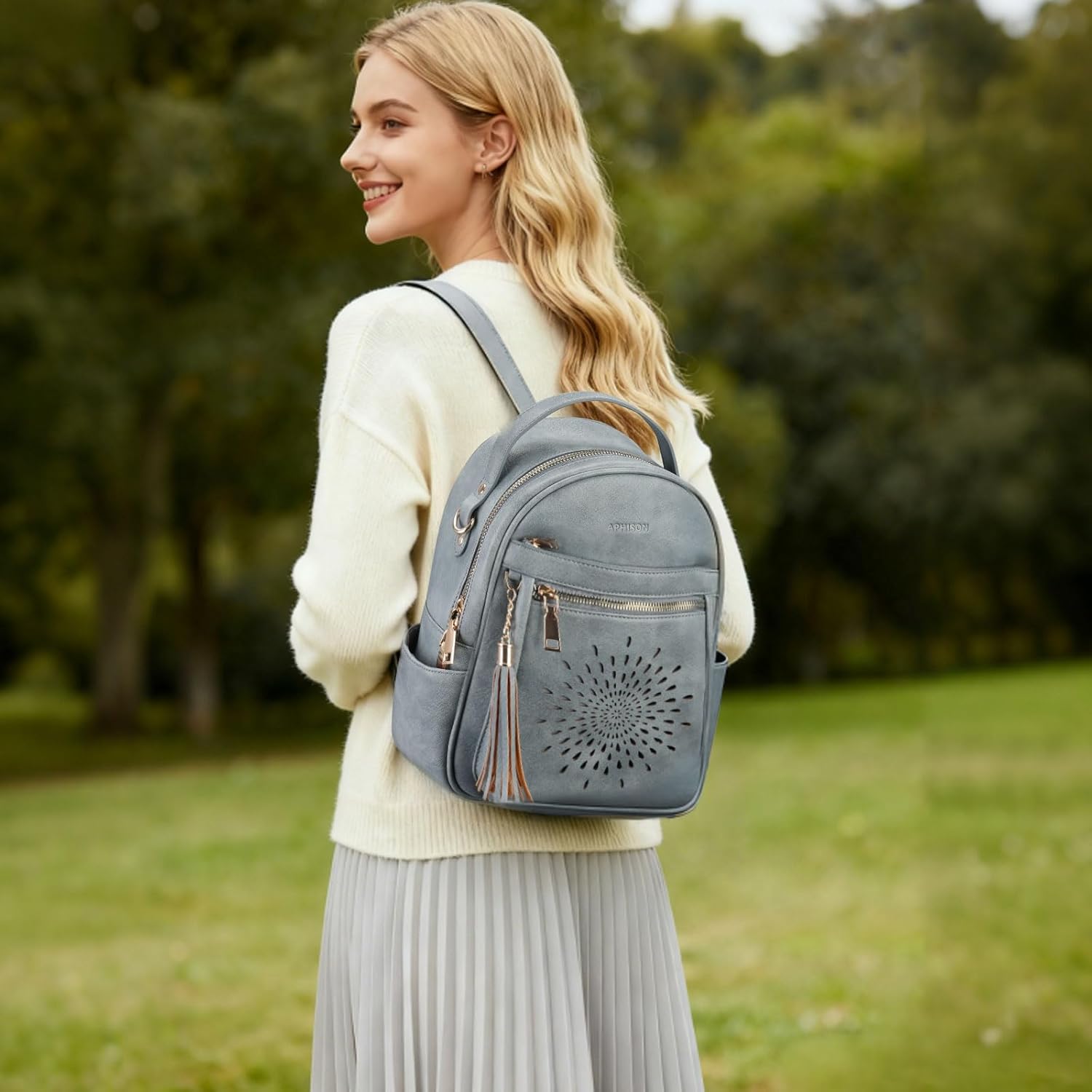 APHISON Small Backpack Purse for Women Cute PU Leather Mini Backpacks Ladies Casual Lightweight Travel Daypack Waterproof - Image 2