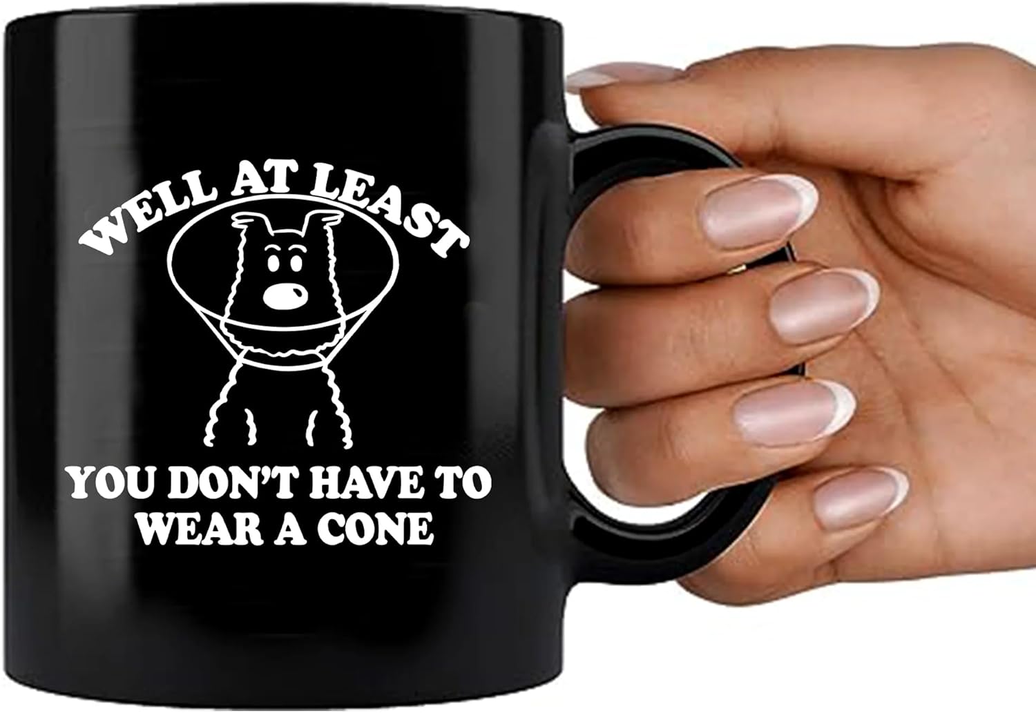 Well At Least You Don’t Have To Wear A Cone Get Well Soon Gifts For Women After Surgery Men Recovery Gifts From Friends Feel Better Get Well Ceramic Mug (Black) - Image 7