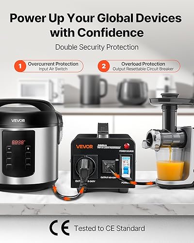 Miniatura 3 de VEVOR Transformador convertidor de voltaje, 500 VA, transformador de potencia elevadorabajo de servicio pesado, convertir de 110 V a 220 V y 220 V a