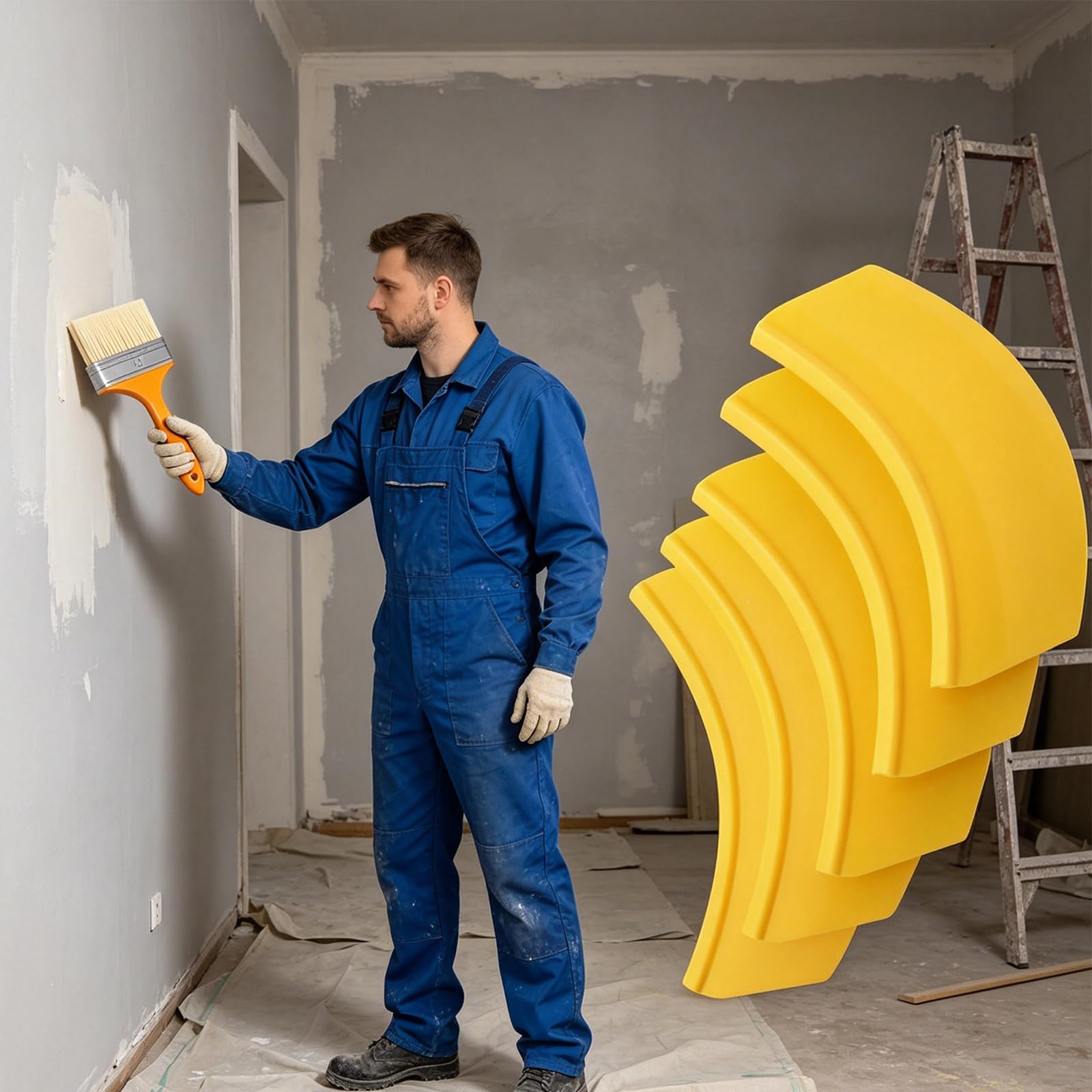 Juego de brochas y Boquilla para Verter latas de Pintura, Herramientas de Pintura para hogar de 10 Piezas con 5 Anchos de brochas y Soporte de llenado de Bandeja para Trabajos de Pared y molduras