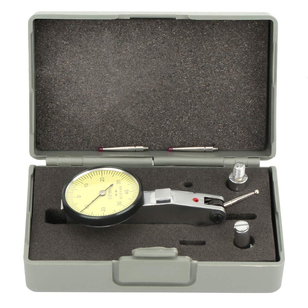 Kit indicatore di test quadrante, 0-40-0 0,01 mm Pinza a coda di rondine metrica di precisione Indicatore di test quadrante Comparatore con 2 sonde, Indicatore di quadrante(Ruby)