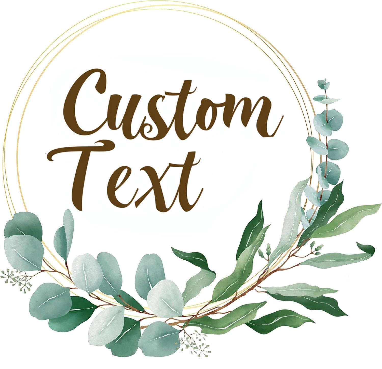 Personalised Custom Stickers Labels for Wedding Favours, Birthday, Business Logo, Customised, Waterproof, Fade-Resistant (Wreath Pattern 1, 63mm)