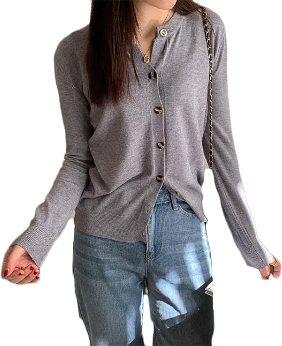 Amazon 春 夏 短め ショート丈 きれいめ 大人 上品 シンプル F カーディガン ストレッチ ボレロ 薄手 サマー カーデ 長袖 小さいサイズ 無地 黒 白 グレー 紺 30代 40代 50代 レディース 通勤 入学式 卒園式 サマーニット