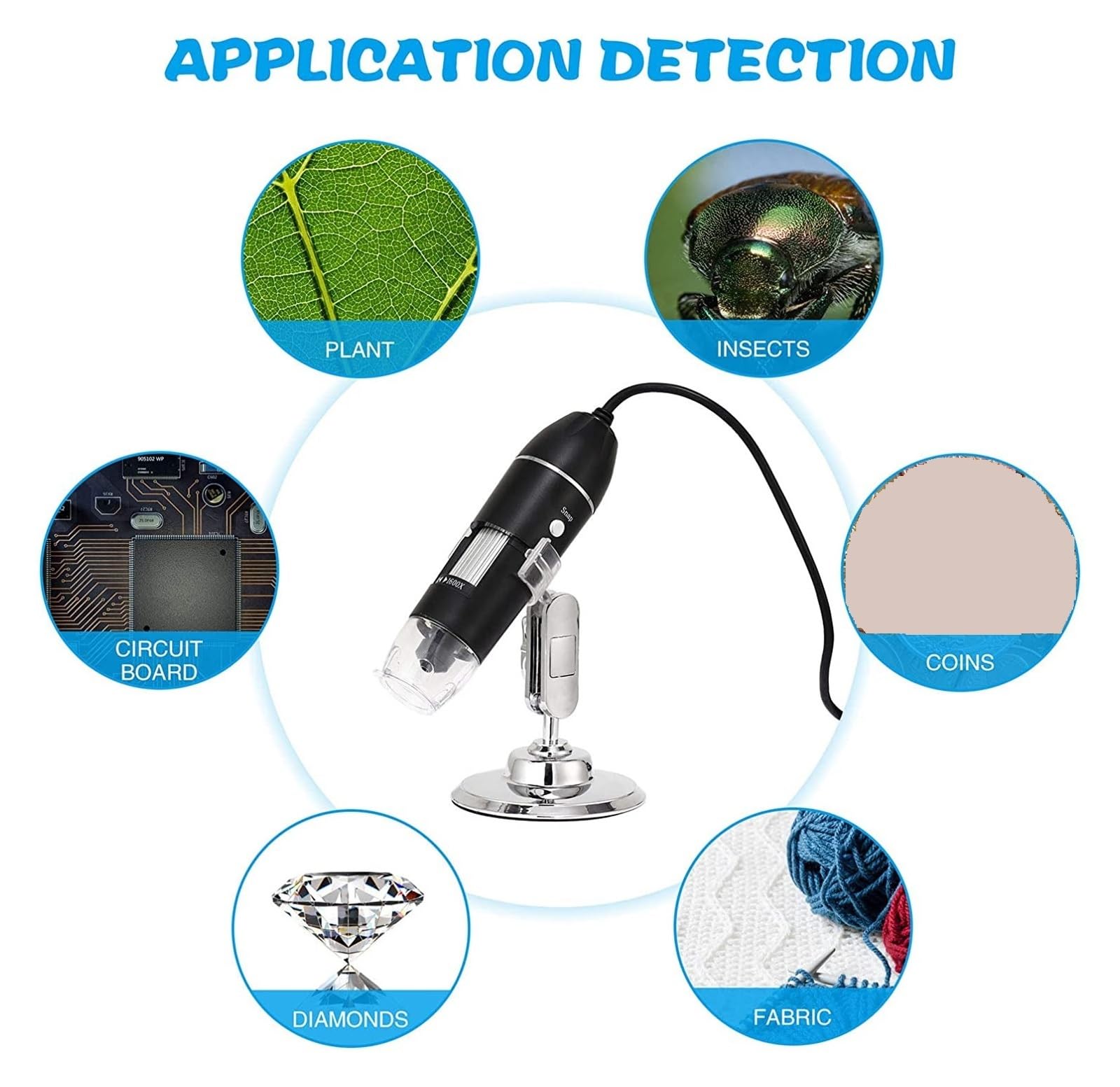 Microscopio Microscopio Digital Microscopio Electrónico con Lupa De Cámara con Zoom De Endoscopio De 8 LED Herramienta ampliamente Utilizada(W01)