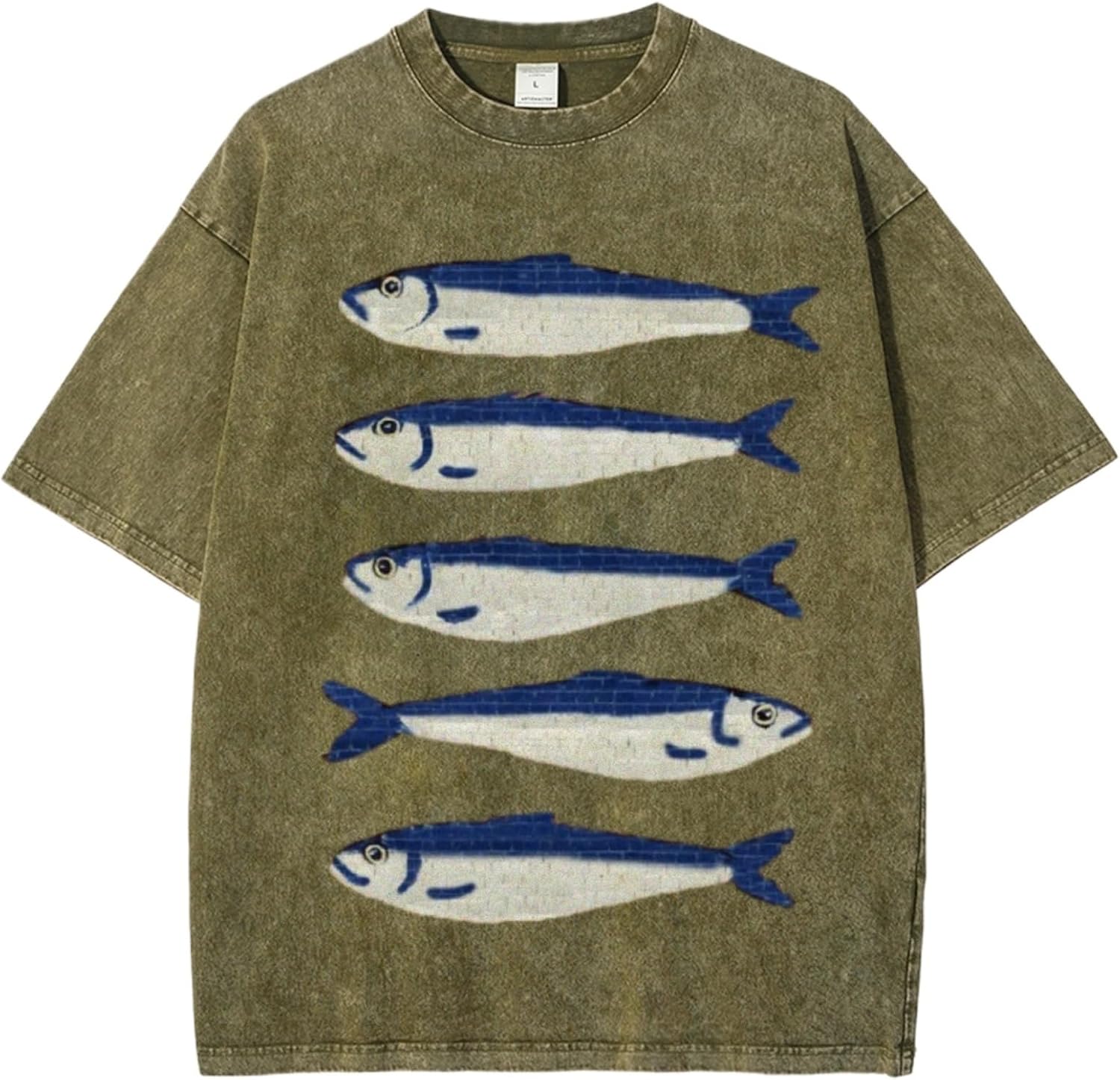 Women Oversized Graphic Tee Fisherman Core Aesthetic Y2k Grunge Fish Print T-Shirts Streetwear Summer 2025