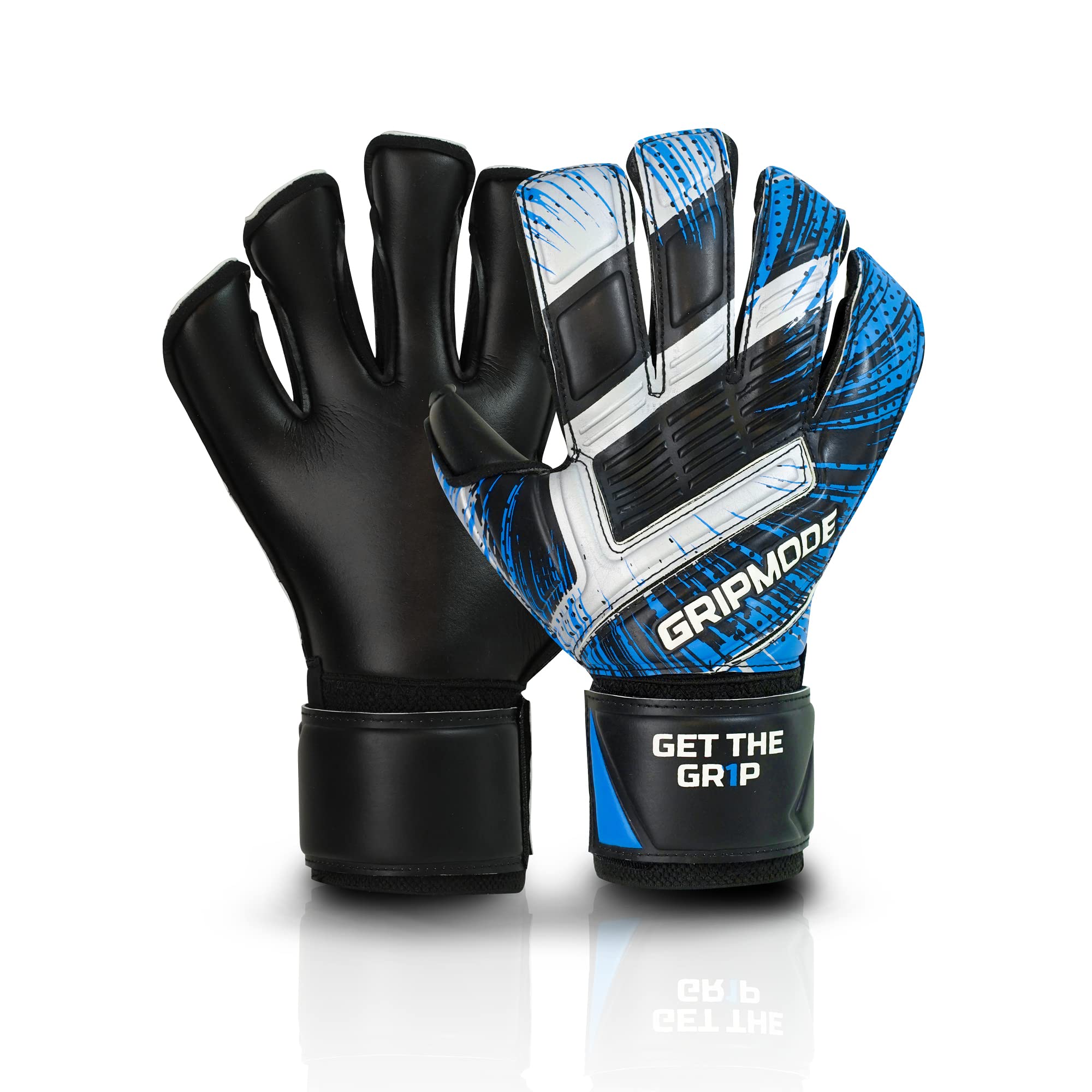 GRIPMODE Junior Blue Torwarthandschuhe Kinder Fingersave - Torhüter Handschuhe mit einzeln entnehmbarem Fingerschutz - Fußball-Torwarthandschuhe mit Belag aus Latex für Guten Grip - Größe 6