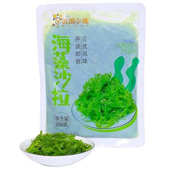 Premium Japanese Seaweed Salad - 12.35oz of Dark Green Edible Leafy Seaweed, Seasoned with Sesame, for Sushi and Japanese Cuisine, Asian Cuisine, Ramen Garnish & Miso Soup Enhancements